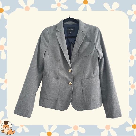 Banana Republic Grey Equestrian Blazer Jacket, Sz 4 - Picture 2 of 13